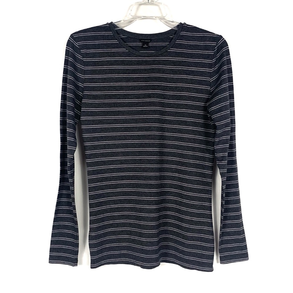 Ann Taylor Long Sleeve Dark Gray Shirt Tee - M
